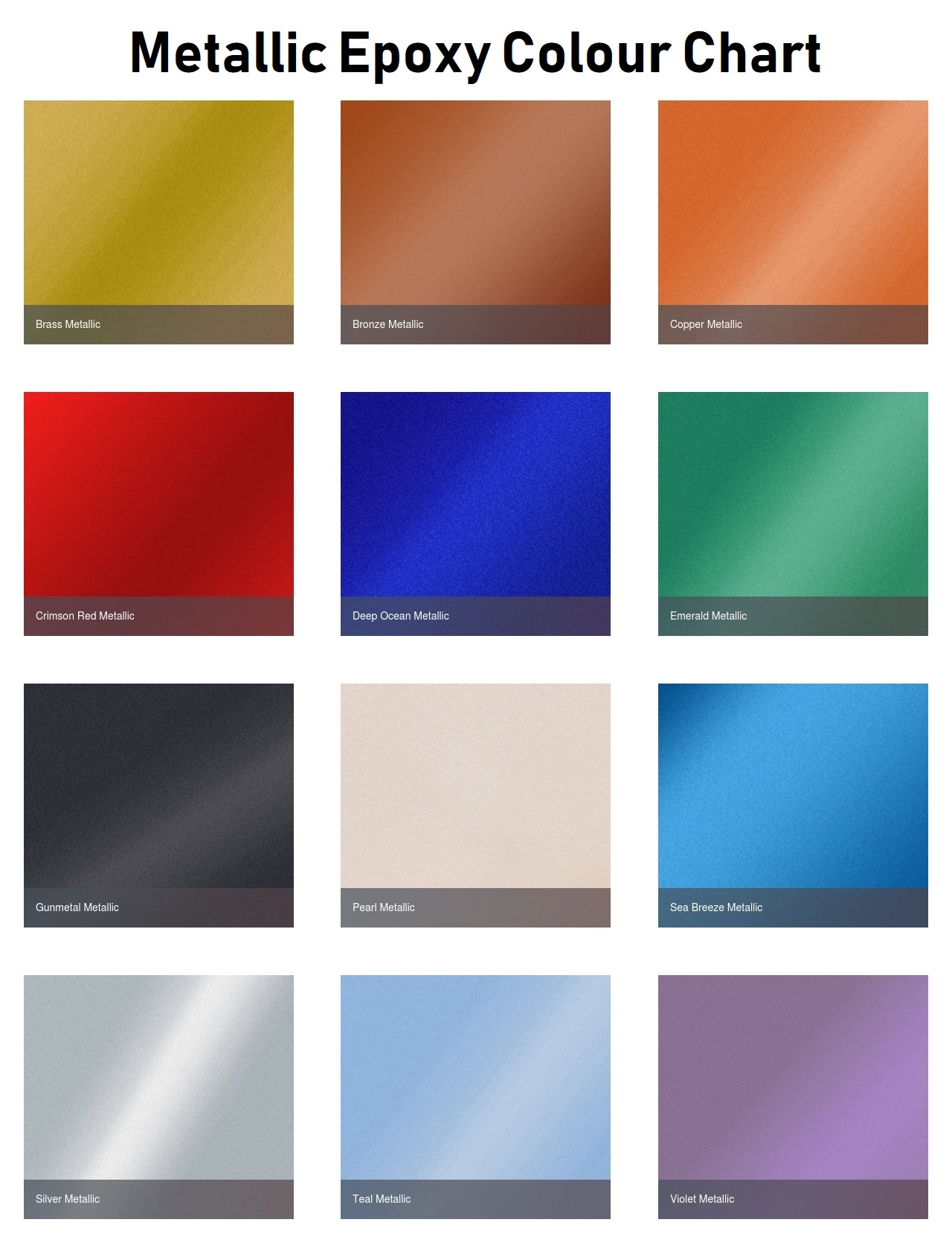 Metallic Epoxy Colour Chart | Exoxy Flooring Melbourne - Decorative